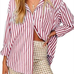 NWOT Red and White Striped Women's Top